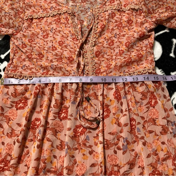 XHILERATION Dusty peach floral maxi dress boho cottagecore sundress ~ XS SMALL - Picture 9 of 15